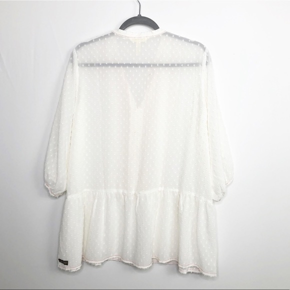 MATILDA Jane Ivory red trim tunic peasant blouse - Picture 4 of 8